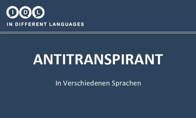 Antitranspirant in verschiedenen sprachen - Bild