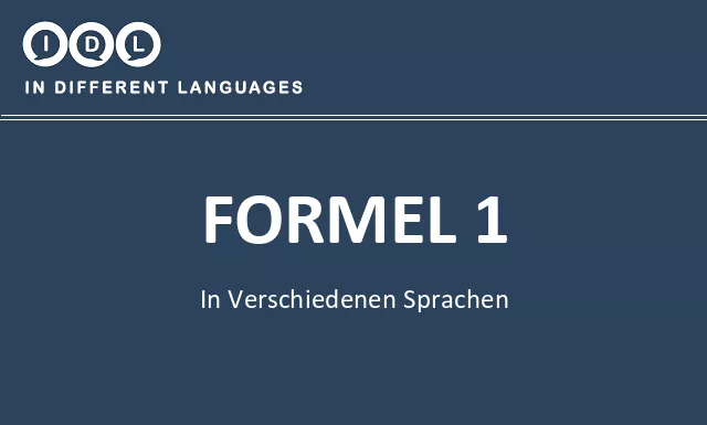 Formel 1 in verschiedenen sprachen - Bild