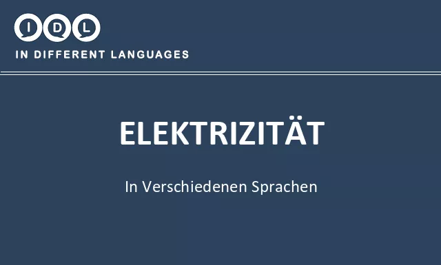Elektrizität in verschiedenen sprachen - Bild
