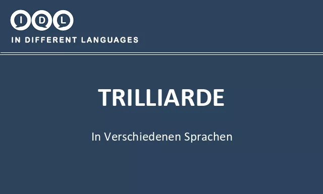 Trilliarde in verschiedenen sprachen - Bild