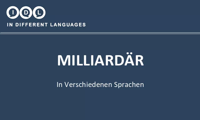 Milliardär in verschiedenen sprachen - Bild