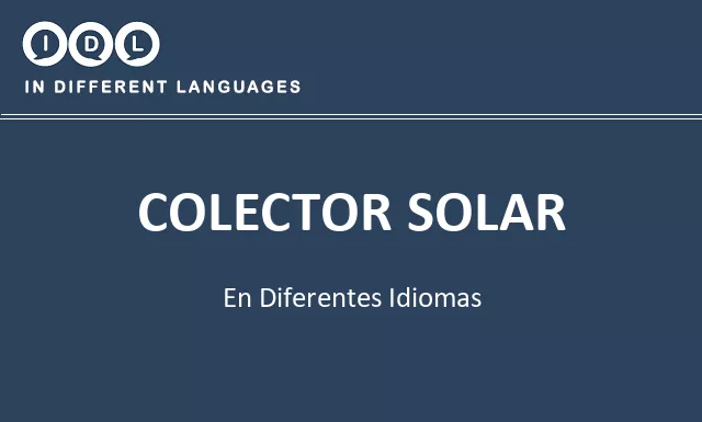 Colector solar en diferentes idiomas - Imagen