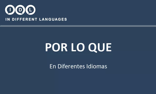 Por lo que en diferentes idiomas - Imagen