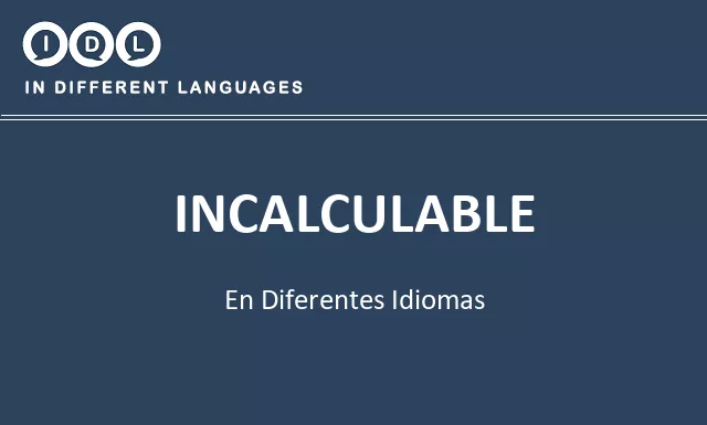 Incalculable en diferentes idiomas - Imagen