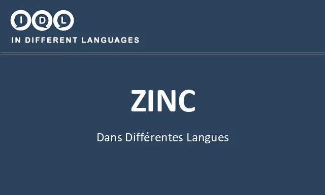 Zinc dans différentes langues - Image