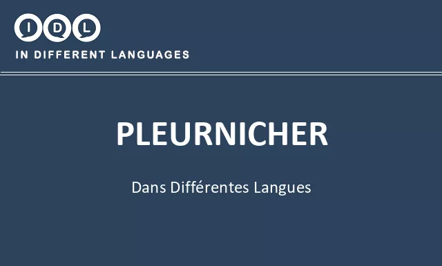 Pleurnicher dans différentes langues - Image