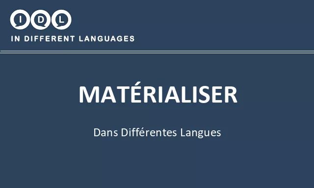 Matérialiser dans différentes langues - Image