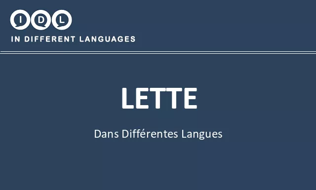 Lette dans différentes langues - Image