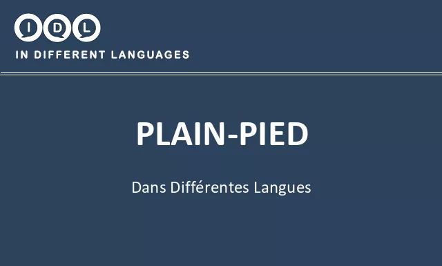 Plain-pied dans différentes langues - Image