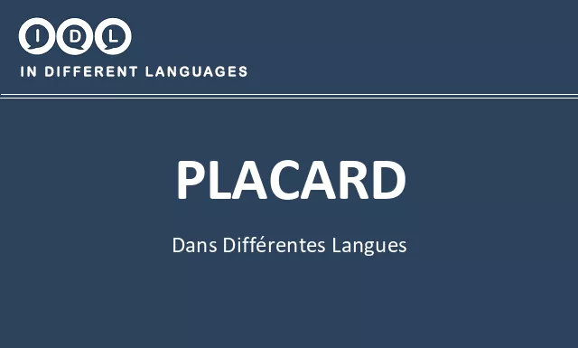Placard dans différentes langues - Image
