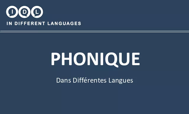 Phonique dans différentes langues - Image