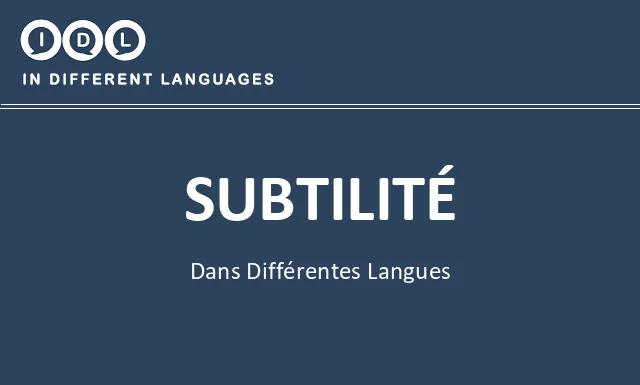 Subtilité dans différentes langues - Image