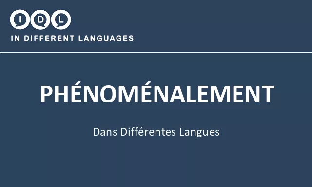 Phénoménalement dans différentes langues - Image