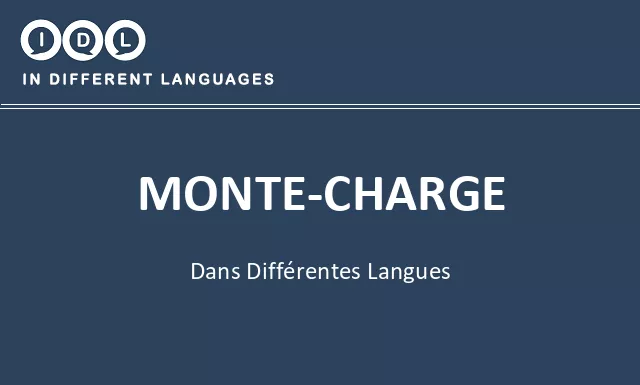 Monte-charge dans différentes langues - Image