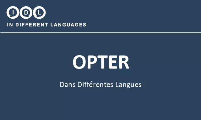 Opter dans différentes langues - Image