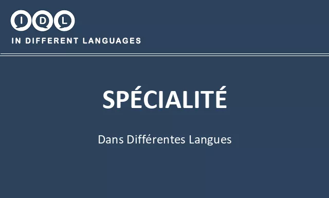 Spécialité dans différentes langues - Image