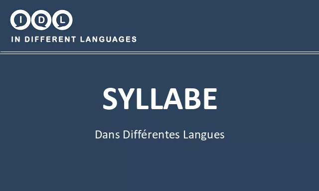Syllabe dans différentes langues - Image