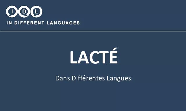 Lacté dans différentes langues - Image