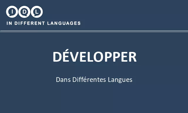 Développer dans différentes langues - Image