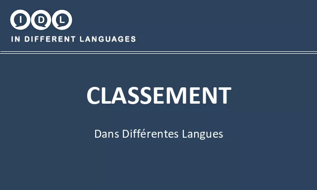 Classement dans différentes langues - Image