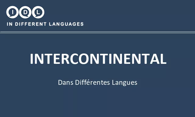 Intercontinental dans différentes langues - Image