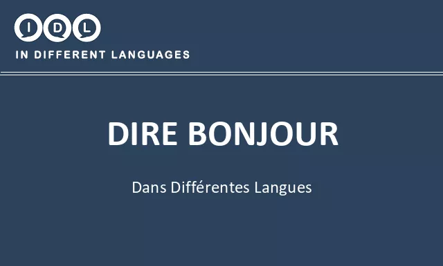 Dire bonjour dans différentes langues - Image