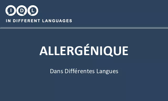 Allergénique dans différentes langues - Image
