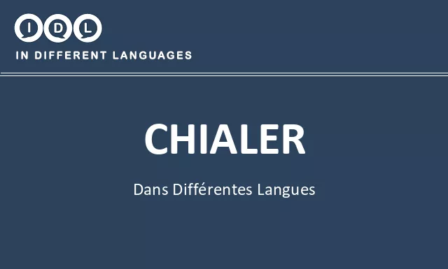 Chialer dans différentes langues - Image
