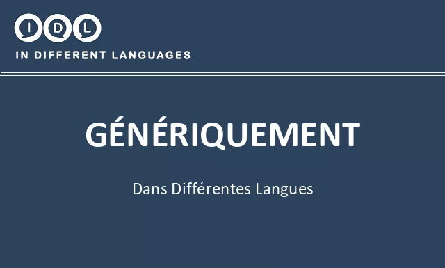 Génériquement dans différentes langues - Image