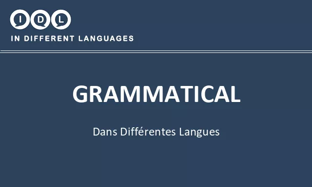 Grammatical dans différentes langues - Image