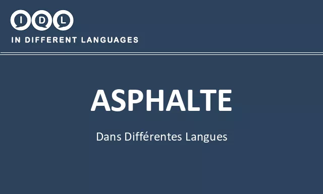 Asphalte dans différentes langues - Image