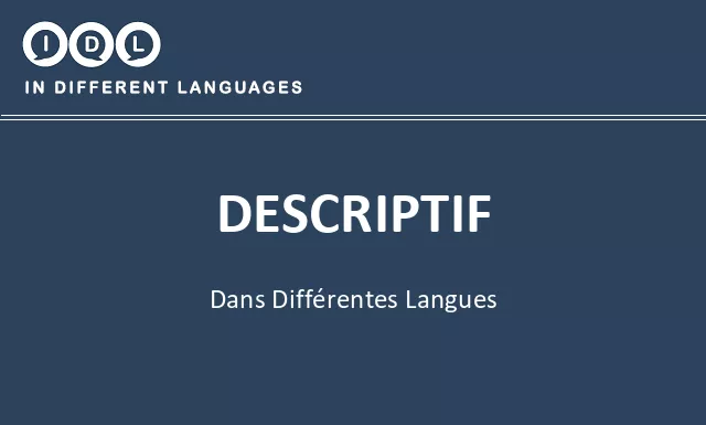 Descriptif dans différentes langues - Image