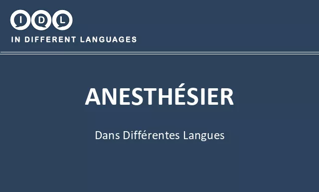 Anesthésier dans différentes langues - Image