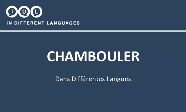 Chambouler dans différentes langues - Image