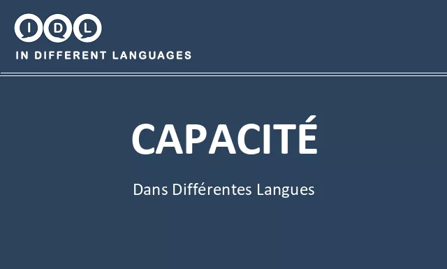 Capacité dans différentes langues - Image