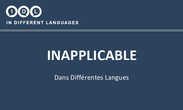 Inapplicable dans différentes langues - Image