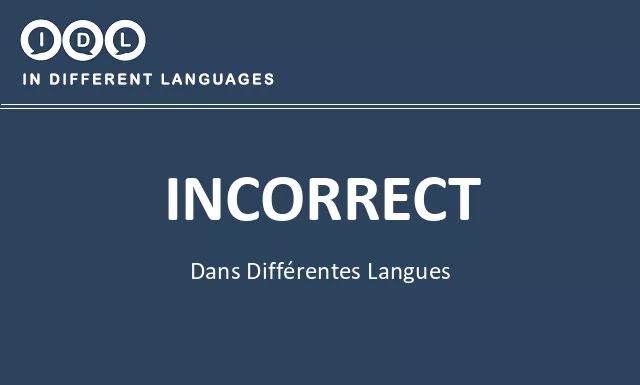 Incorrect dans différentes langues - Image