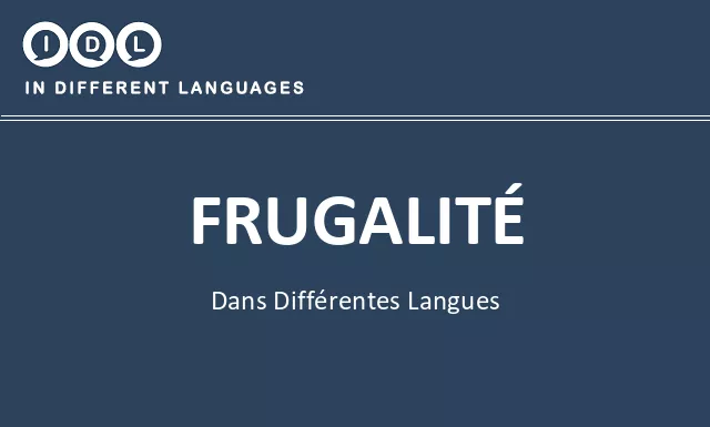 Frugalité dans différentes langues - Image