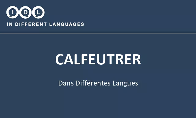 Calfeutrer dans différentes langues - Image