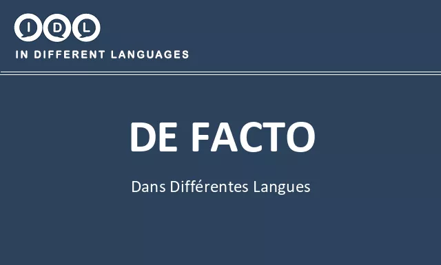 De facto dans différentes langues - Image