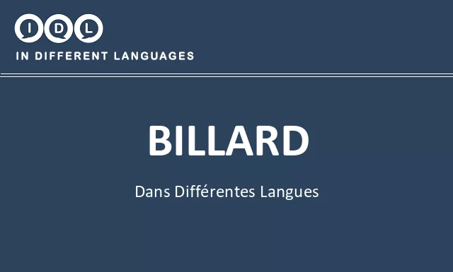 Billard dans différentes langues - Image
