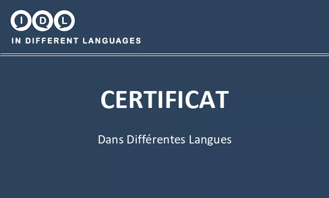 Certificat dans différentes langues - Image