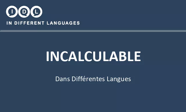 Incalculable dans différentes langues - Image
