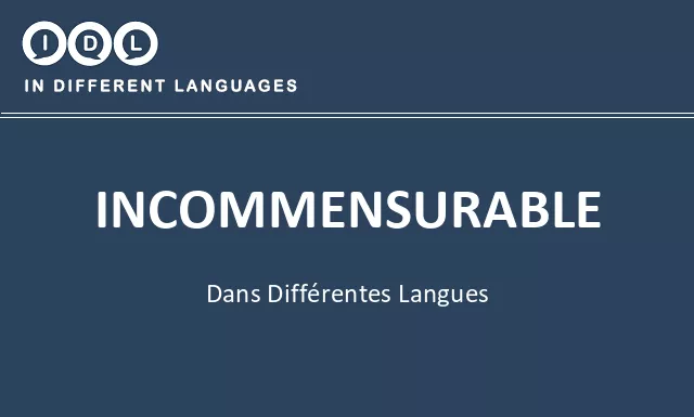 Incommensurable dans différentes langues - Image