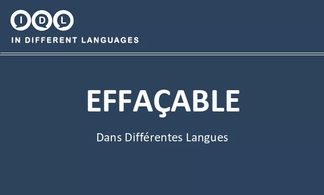 Effaçable dans différentes langues - Image