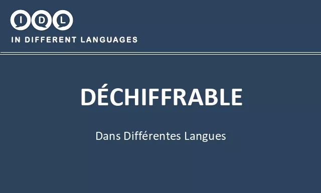 Déchiffrable dans différentes langues - Image