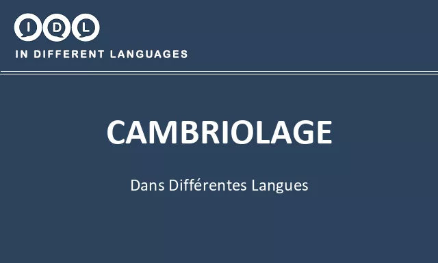 Cambriolage dans différentes langues - Image