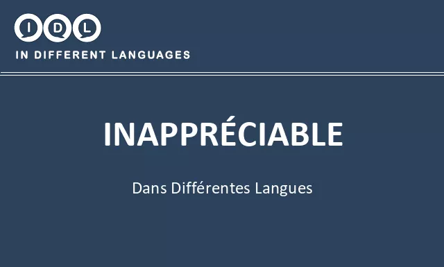 Inappréciable dans différentes langues - Image