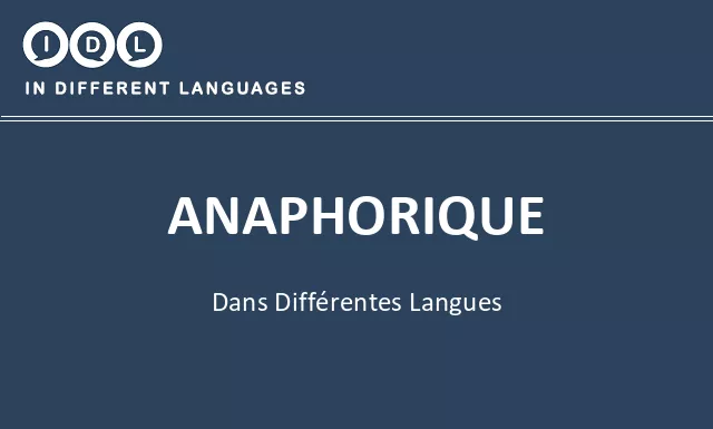 Anaphorique dans différentes langues - Image