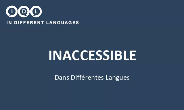 Inaccessible dans différentes langues - Image